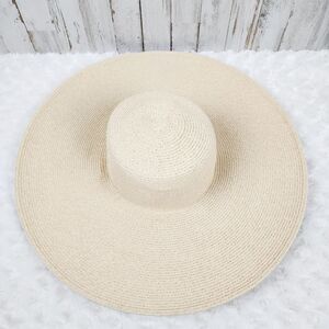 Nine West Wide Brim Floppy Sun Hat Ivory One Size